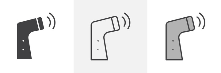 Contactless infrared thermometer icon collection in black and white and colored style