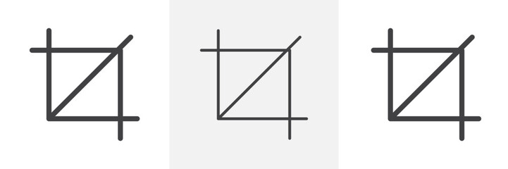 Crop tool icon collection in black and white and colored style
