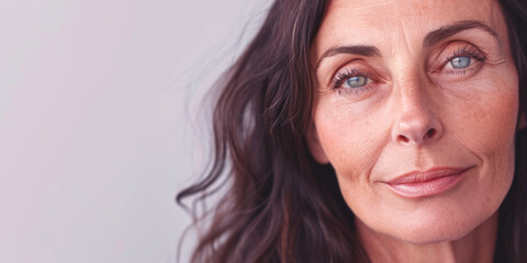 Naklejka premium portrait of a woman 50 years old close-up Generative AI