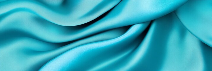 Obraz premium Luxurious blue fabric texture with soft folds and turquoise highlights exuding elegance and boldness