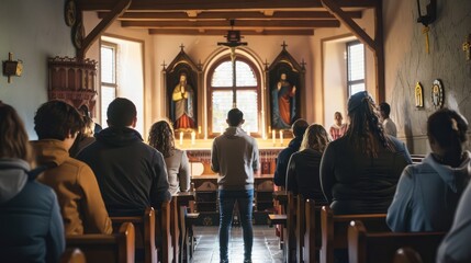 Obraz premium Reflective Moments in a Serene Worship Space