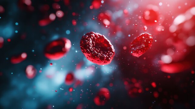 Microscopic Red Blood Cells Flowing, Dynamic Medical Image