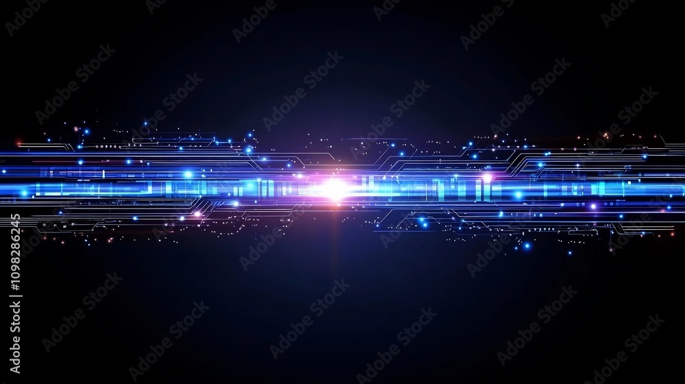 Poster abstract glowing blue neon circuit lines on open space background modern and elegant digital technol