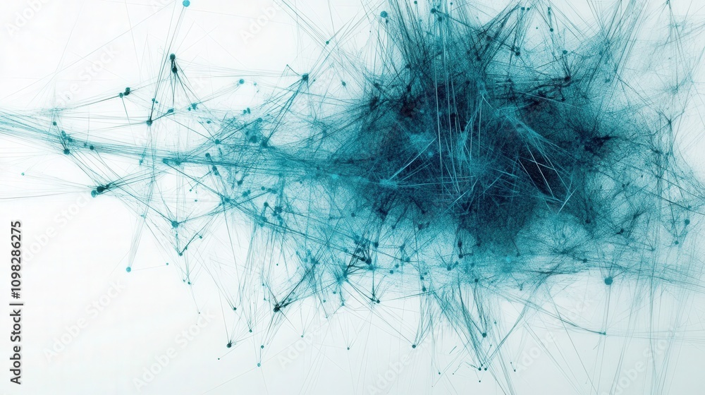 Poster abstract network visualization teal lines nodes