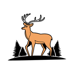 Deer Vector Illustration. Deer Silhouette 