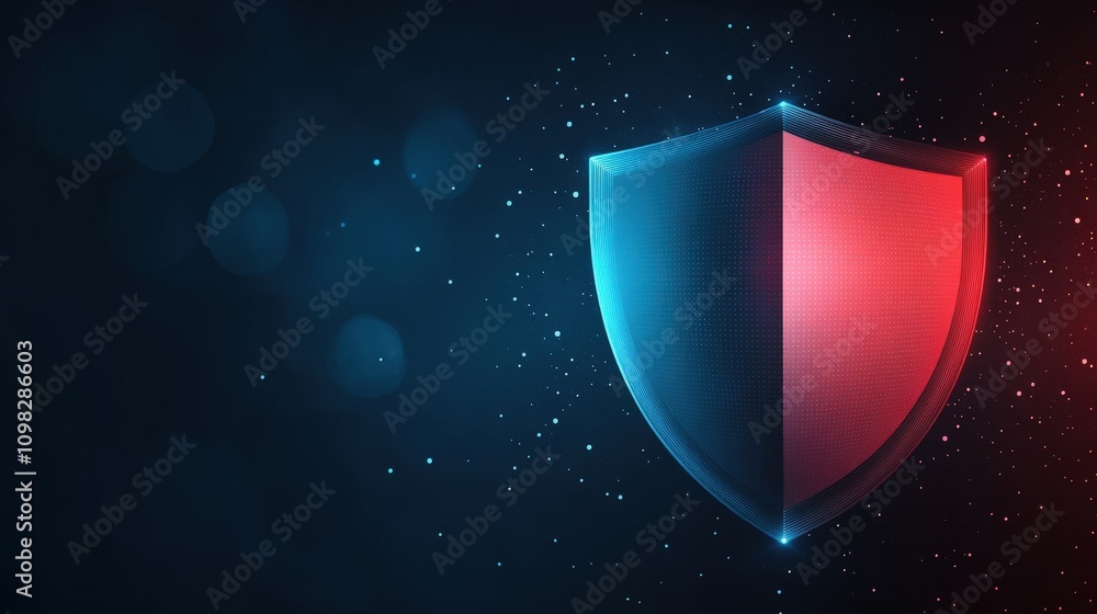 Aufkleber a digital shield symbolizing security in technology and cybersecurity.