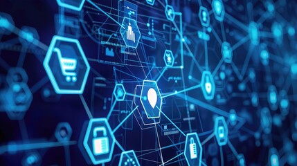Fototapeta premium Futuristic Digital Network Connections and Online Data Technology