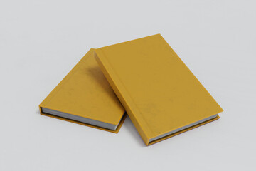 Cover of thick yellow notebook standing vertically 3d render v4