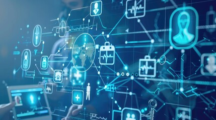Obraz premium Digital Healthcare Technology Interface in a Modern Network