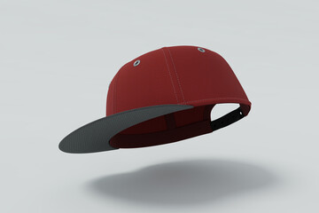 Snapback cap red color standar fit headwear, isolated image option 5