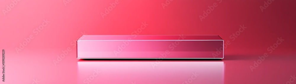 Poster pink rectangular block on pink background reflecting light