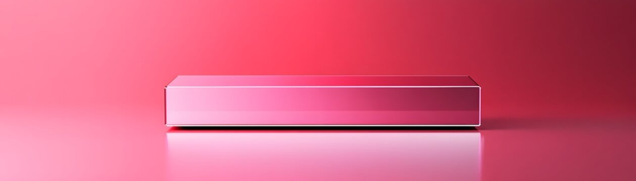 Pink rectangular block on pink background reflecting light