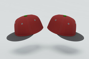 Snapback cap red color standar fit headwear, isolated image option 2