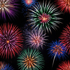 Fototapeta premium A vibrant fireworks display lighting up the night sky.