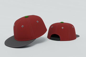 Snapback cap red color standar fit headwear, isolated image option 1