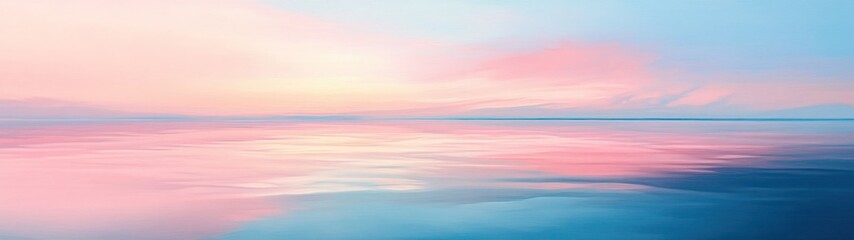Fototapeta premium Serene seascape at dawn with pastel hues reflecting on calm waters.
