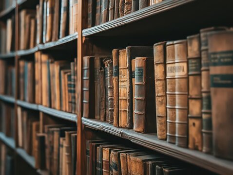 an old library brimming with historical books and manuscripts, showcasing time-worn shelves and an atmosphere rich with knowledge and history, ideal for book lovers