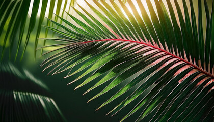 Obraz premium green palm leaf and coconut leaf