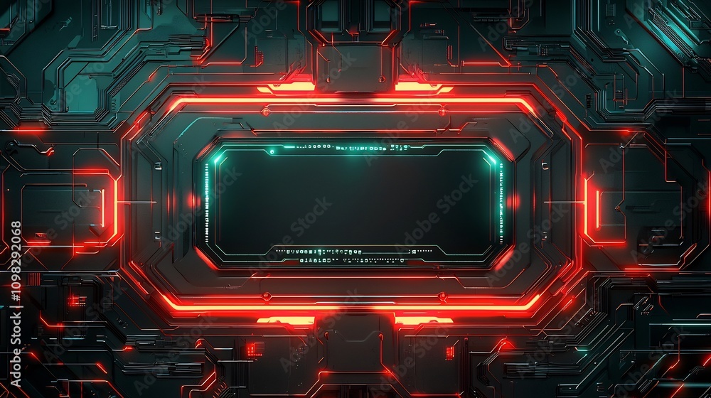 Aufkleber futuristic digital chip with holographic circuit lines and open area for text modern and sleek aesth