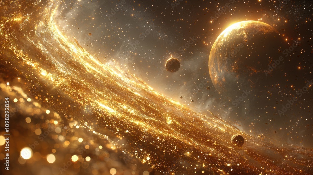Poster exploring cosmic wonders celestial events outer space digital art ethereal environment wide-angle vi