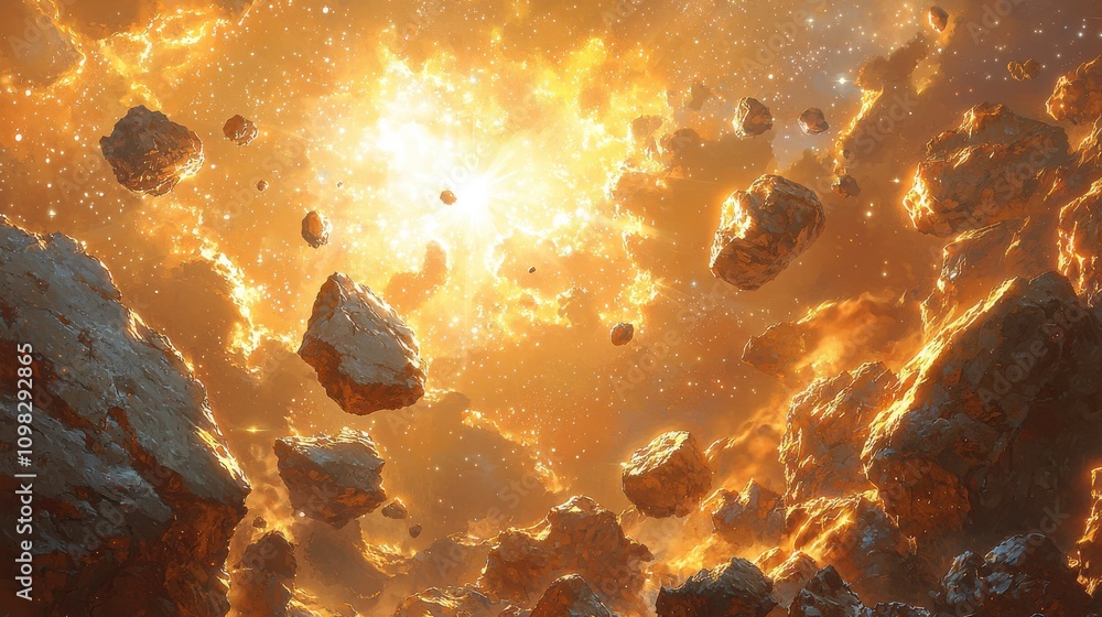 Poster explosive cosmic event outer space digital art nebula environment celestial viewpoint stellar concep
