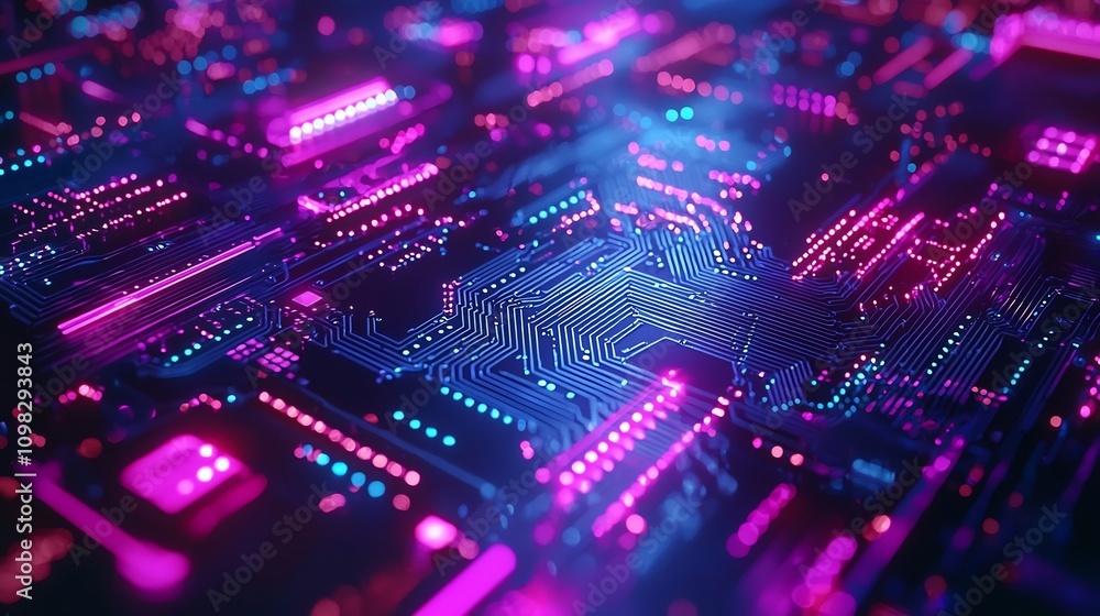 Aufkleber glowing digital tech abstract background with sleek illuminated circuits futuristic and spacious des