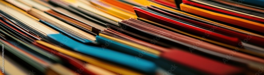 Poster a vibrant collection of colorful folders arranged in a creative pattern.