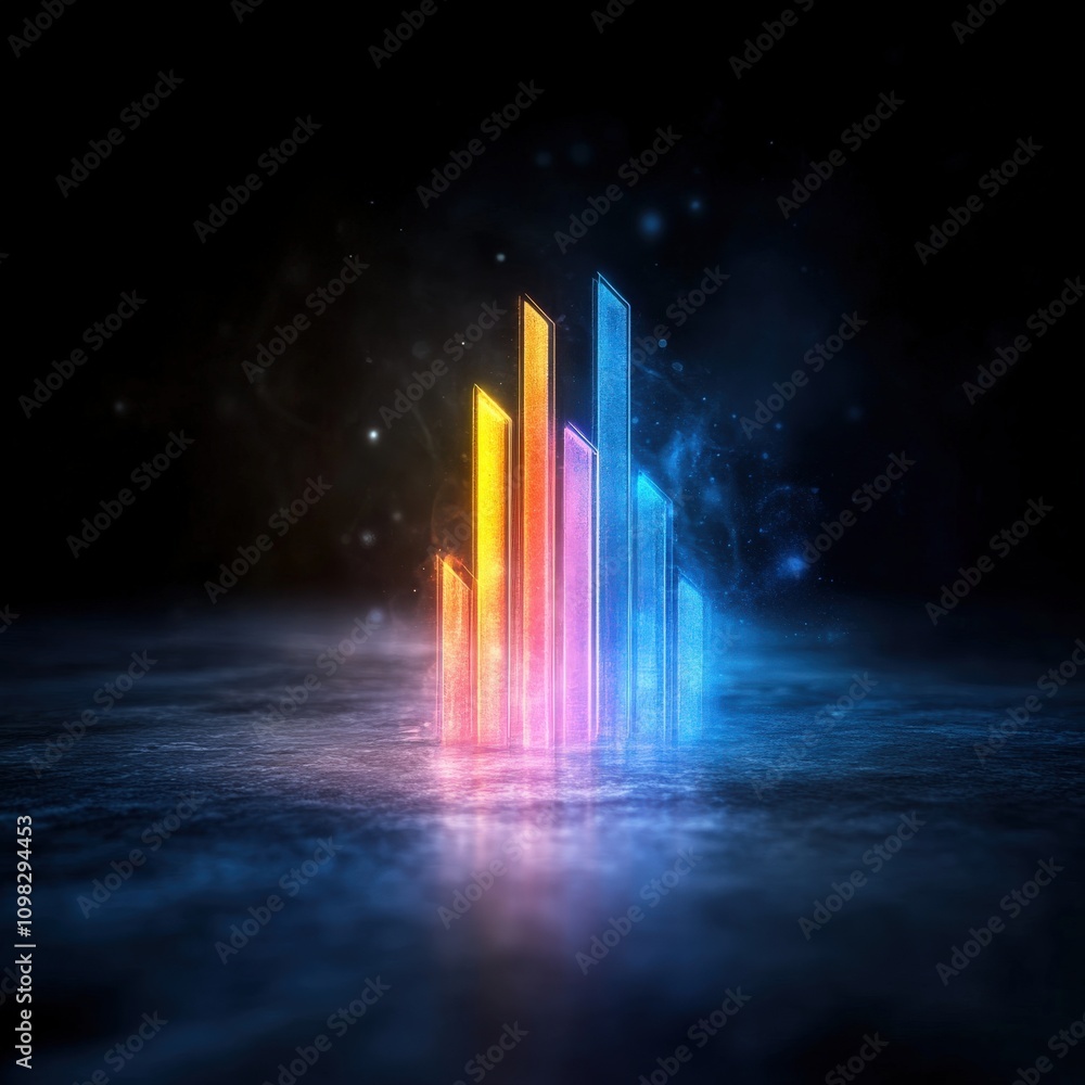 Aufkleber a vibrant, abstract digital representation of data visualization with colorful bars.