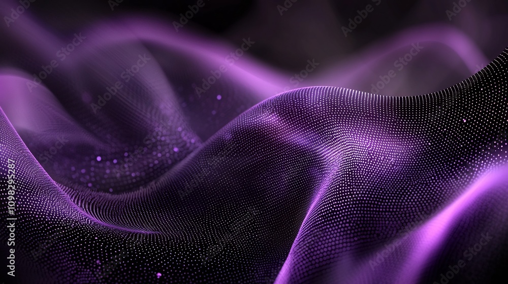 Poster mesmerizing abstract digital wave with a captivating circular dotted design in soothing purple tones