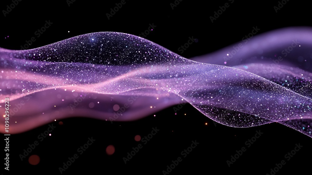 Aufkleber mesmerizing wave of abstract particles in captivating purple and pink tones creating a digital futur