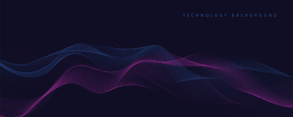 Abstract technology background with flowing lines. Dynamic waves. Vector illustration.
