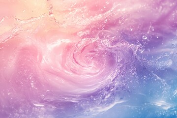 Fototapeta premium nature photography, catching a swirling water splash amidst morning dew and soft pastel skies, providing a serene backdrop and space for text