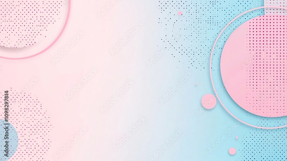 Poster pastel dotted circular pattern on minimal clean blue and pink background for elegant digital design 