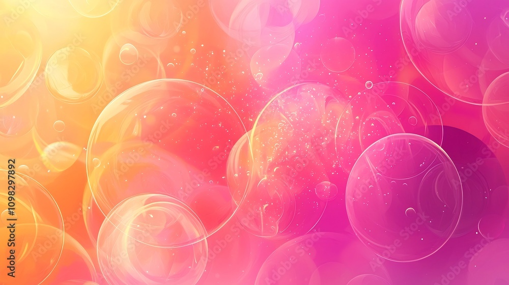 Aufkleber pastel pink and orange gradient with abstract circular shapes gentle soothing background open area f