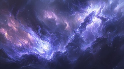 Obraz premium Cosmic nebula exploration outer space digital art ethereal atmosphere wide-angle view celestial beauty