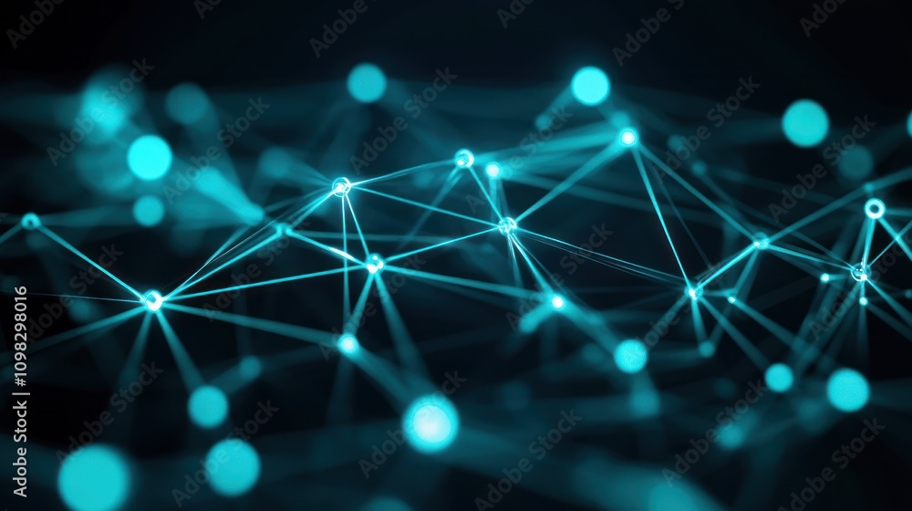 Poster abstract representation of interconnected nodes and lines, symbolizing data networks.
