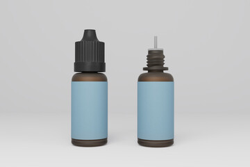 Elegant cosmetic liquid two bottle with a white background. 3D render of a beautiful cosmetic template for advertising. Makeup product brand and logo design branding V1