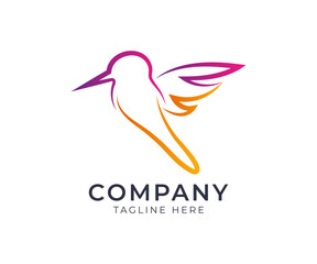 Flying bird abstract colorful logo template vector icon design.