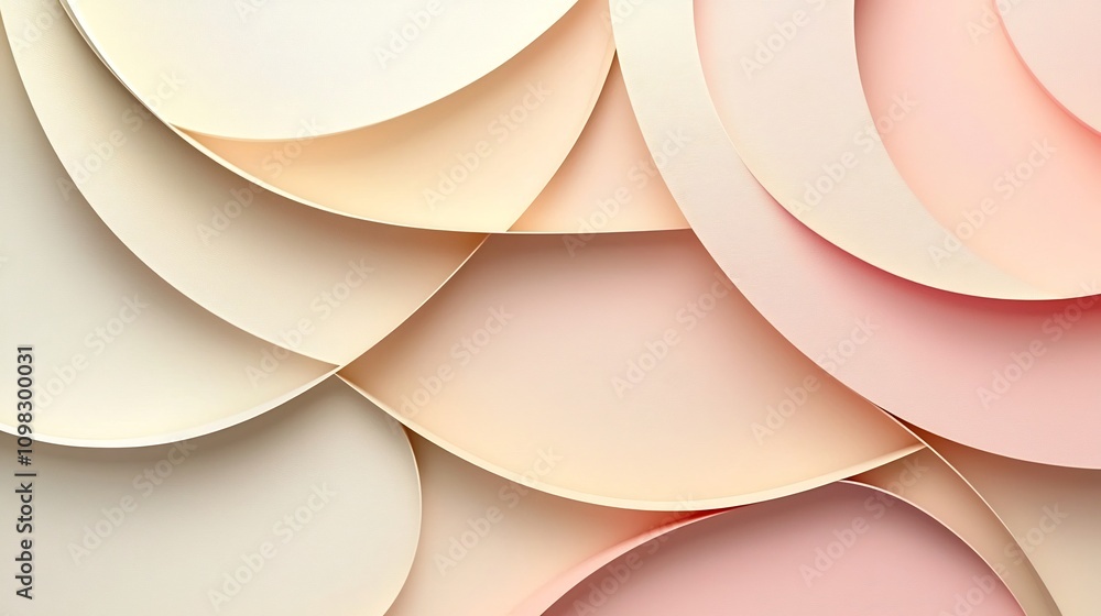 Poster serene and minimalist soft pastel gradient background with gentle circular patterns in soothing pink
