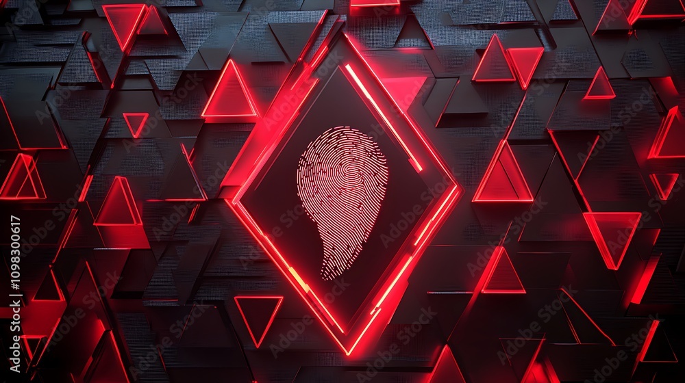 Poster abstract design featuring geometric shapes and a glowing central element.
