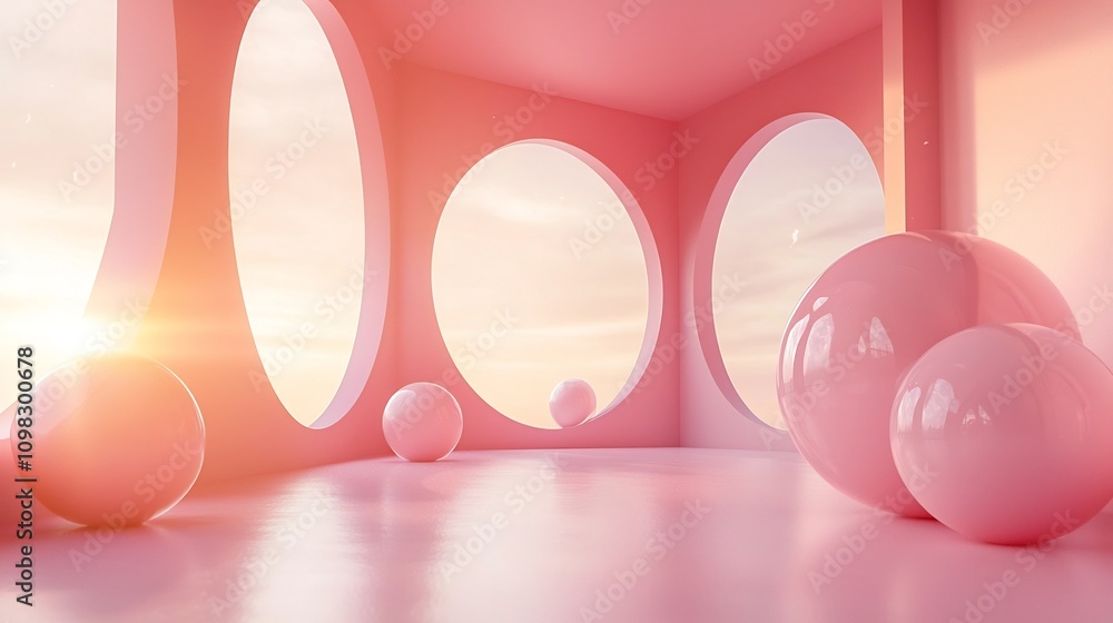 Poster serene pastel abstract backdrop with soft circular shapes and open space for peaceful elegant and ca