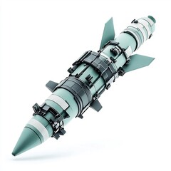 Isolated Photograph of Futuristic Rocket Launcher on White Background