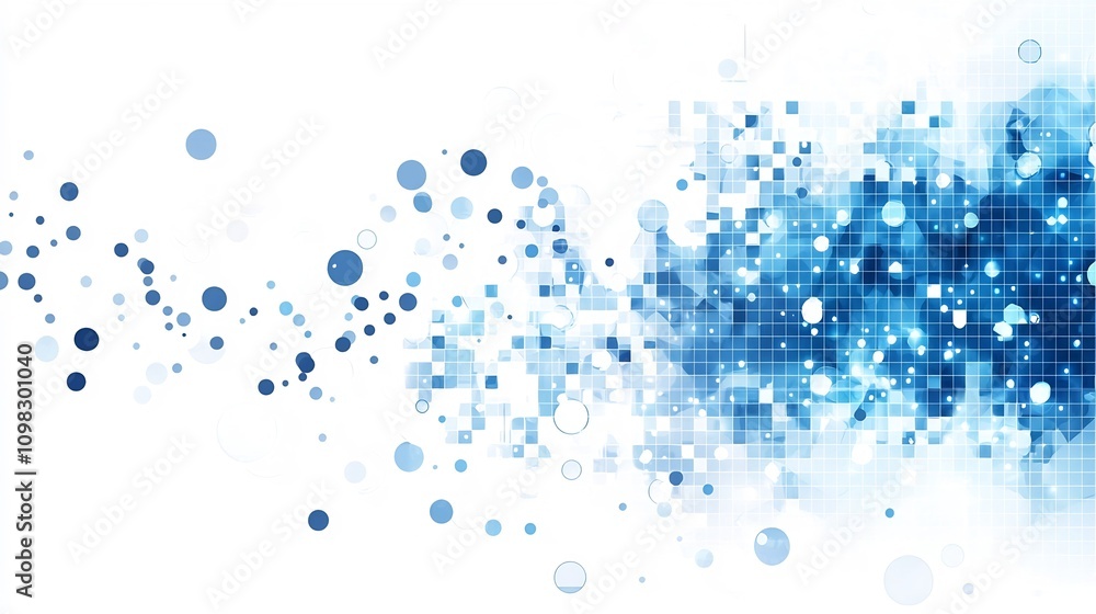 Poster serene pixelated blue digital background with ample text space for modern design calming high tech g