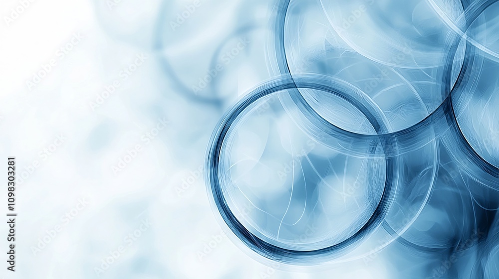 Aufkleber soft and sophisticated abstract digital background in calming blue tones featuring circular elements