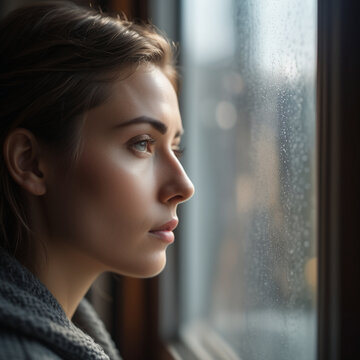 Eifersucht - Verloren in Gedanken mit Blick nach drau&szlig;en