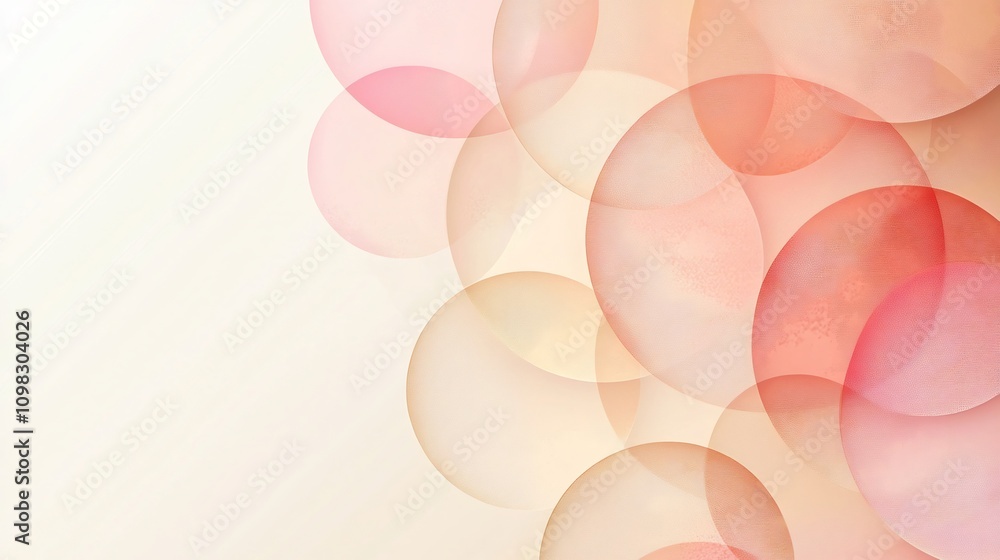 Aufkleber soft pastel gradient in light pink and beige tones with abstract floating circles spacious and peace