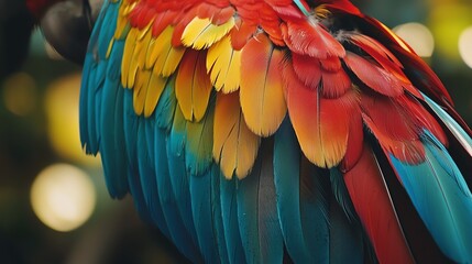 Obraz premium Close-up of colorful parrot feathers