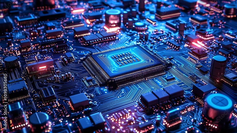 Poster vibrant futuristic electronic circuit background with smooth aesthetic and ample space for text abst