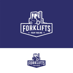 forklift logo illustration vector design with vintage style © Been ink