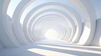 Obraz premium White Curved Walls Converging Towards a Bright Light